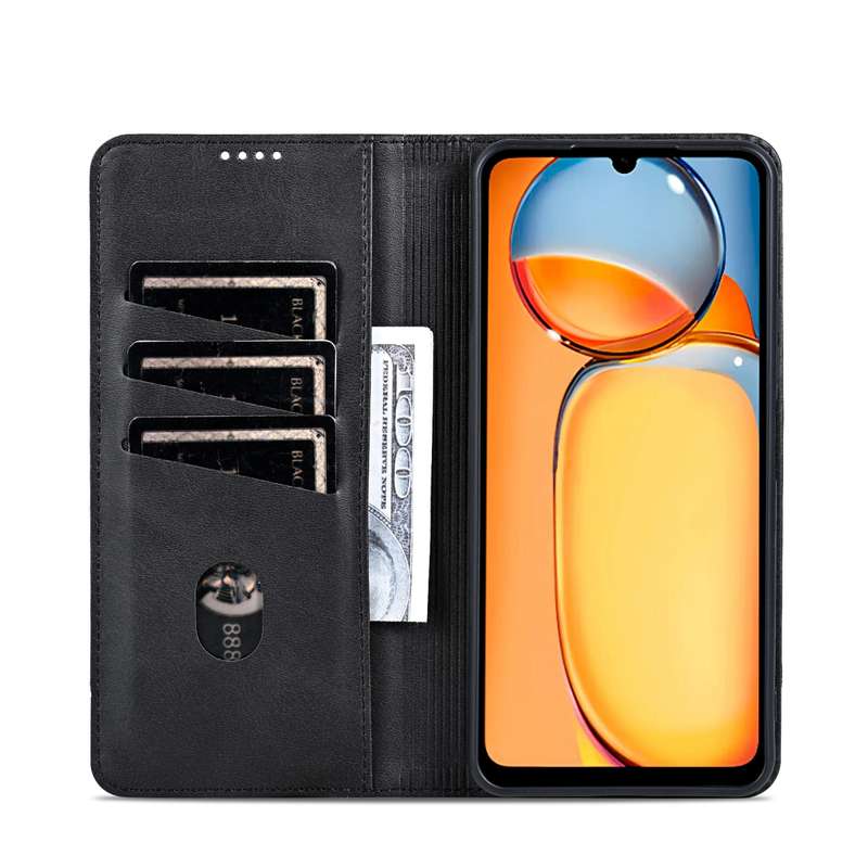For Xiaomi Redmi 13C / Poco C65 AZNS Magnetic Calf Texture Flip Leather Phone Case(Black)