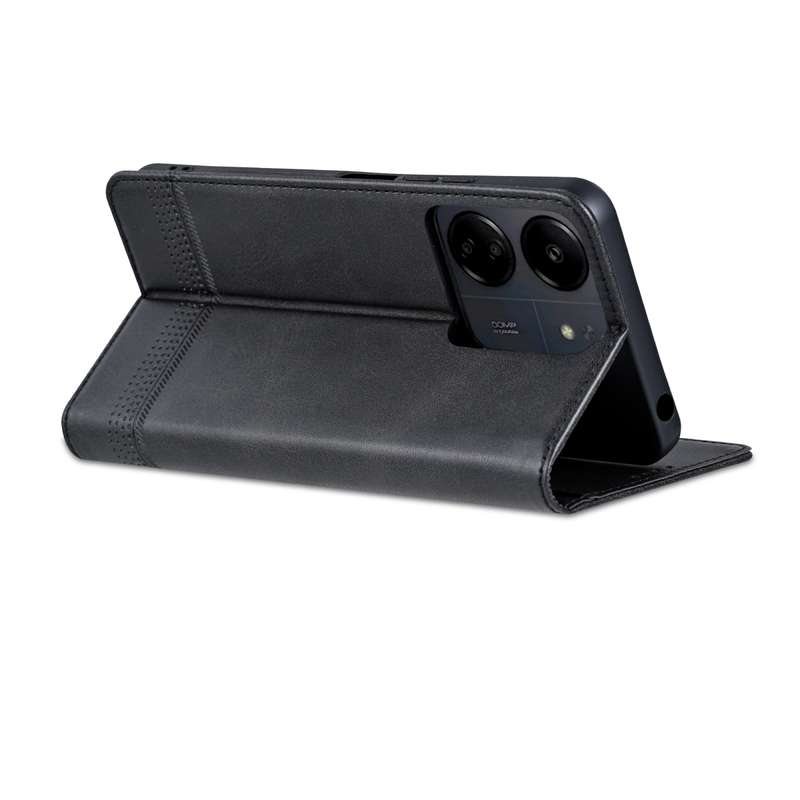 For Xiaomi Redmi 13C / Poco C65 AZNS Magnetic Calf Texture Flip Leather Phone Case(Black)