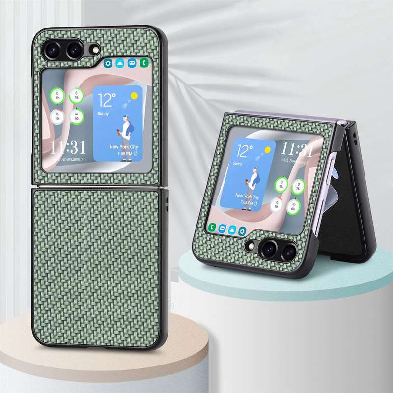 For Samsung Galaxy Z Flip5 Carbon Fiber Fold Back Phone Case(Black)
