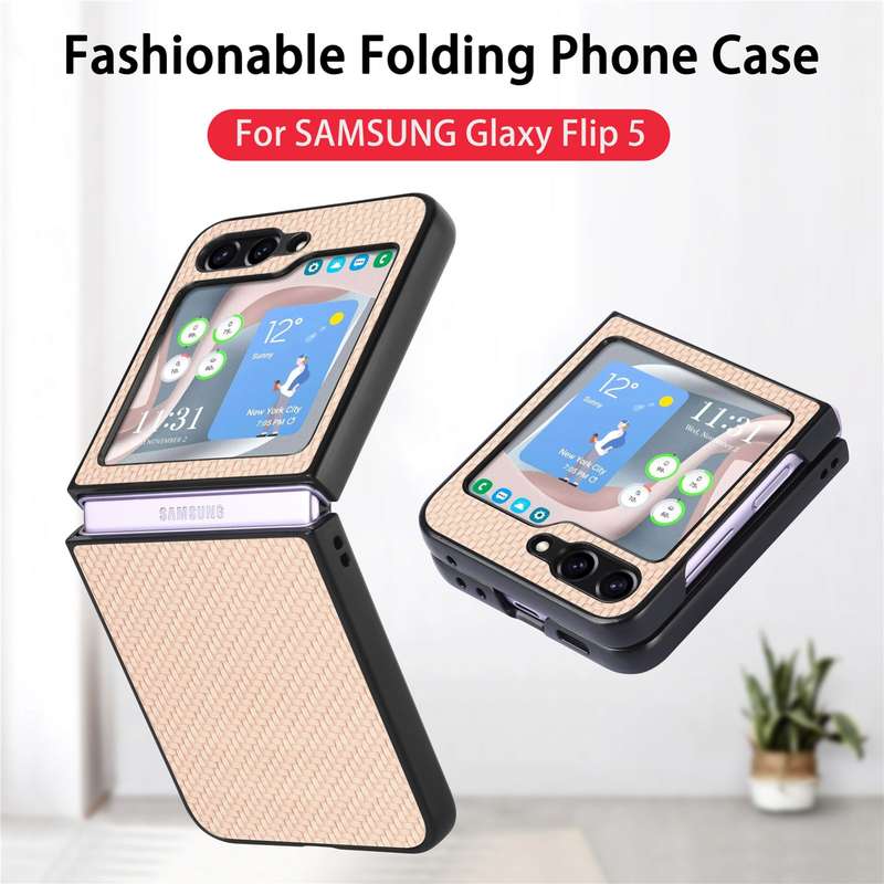 For Samsung Galaxy Z Flip5 Carbon Fiber Fold Back Phone Case(Black)