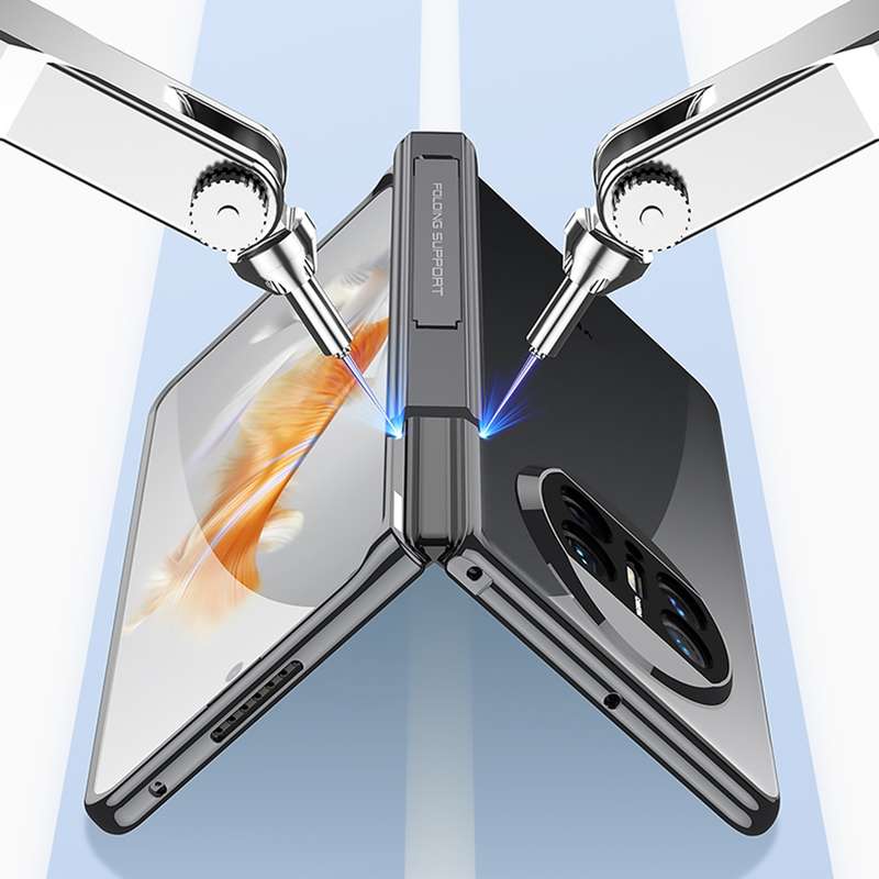 For Huawei Mate X3 GKK Integrated Hinge Folding Phone Case with Holder(Black)