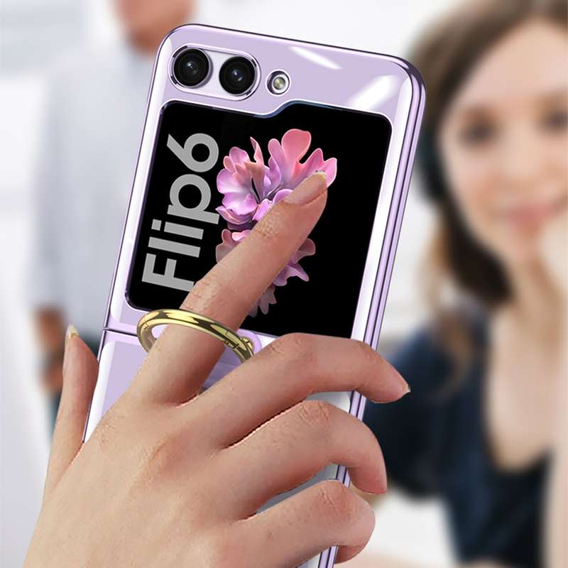 For Samsung Galaxy Z Flip6 GKK Electroplating Phone Case with Ring(Blue)