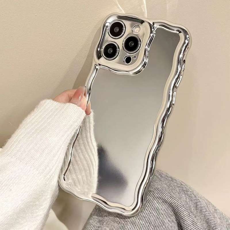 For iPhone 11 Electroplated Mirror Waves Silicone Phone Case(Silver)