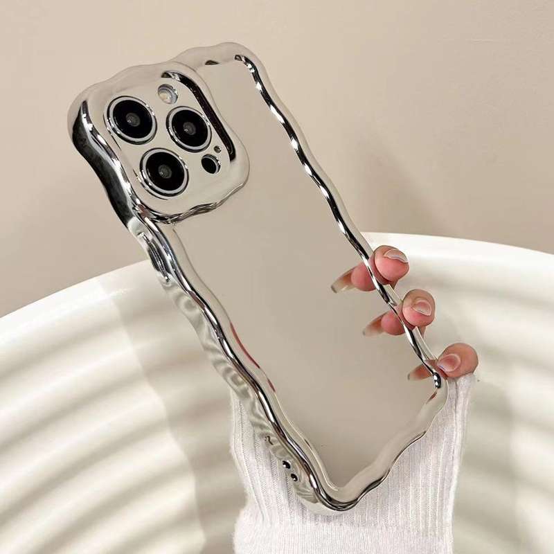For iPhone 11 Electroplated Mirror Waves Silicone Phone Case(Silver)
