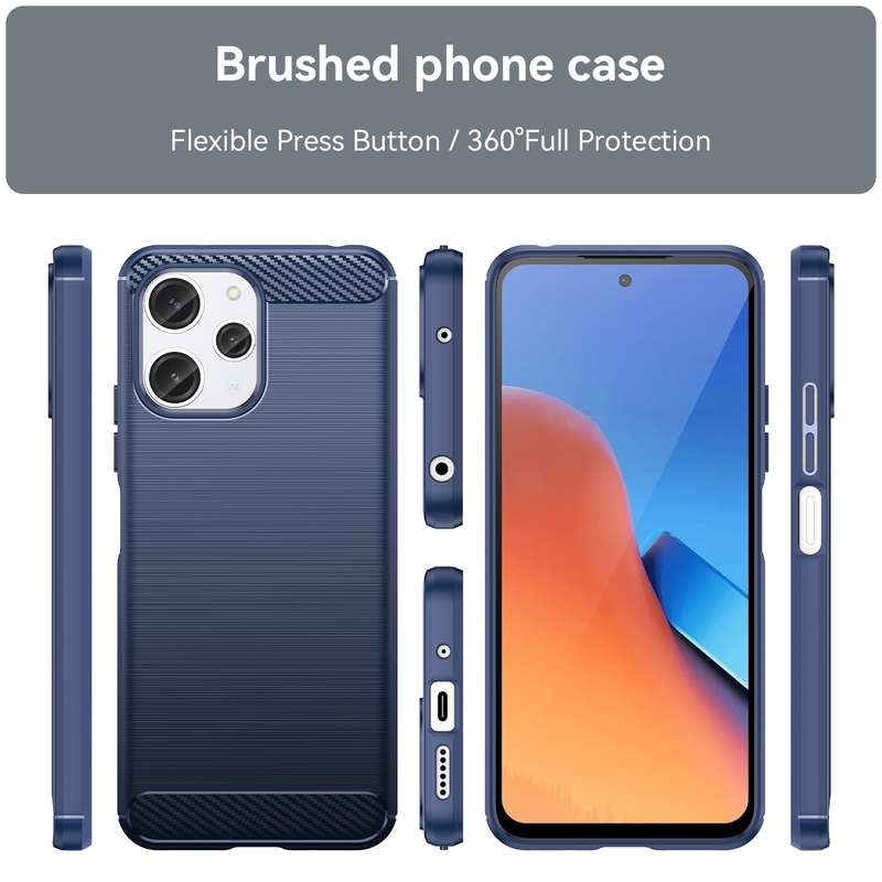 For Xiaomi Redmi 12 Carbon Fiber Brushed Texture TPU Phone Case(Blue)