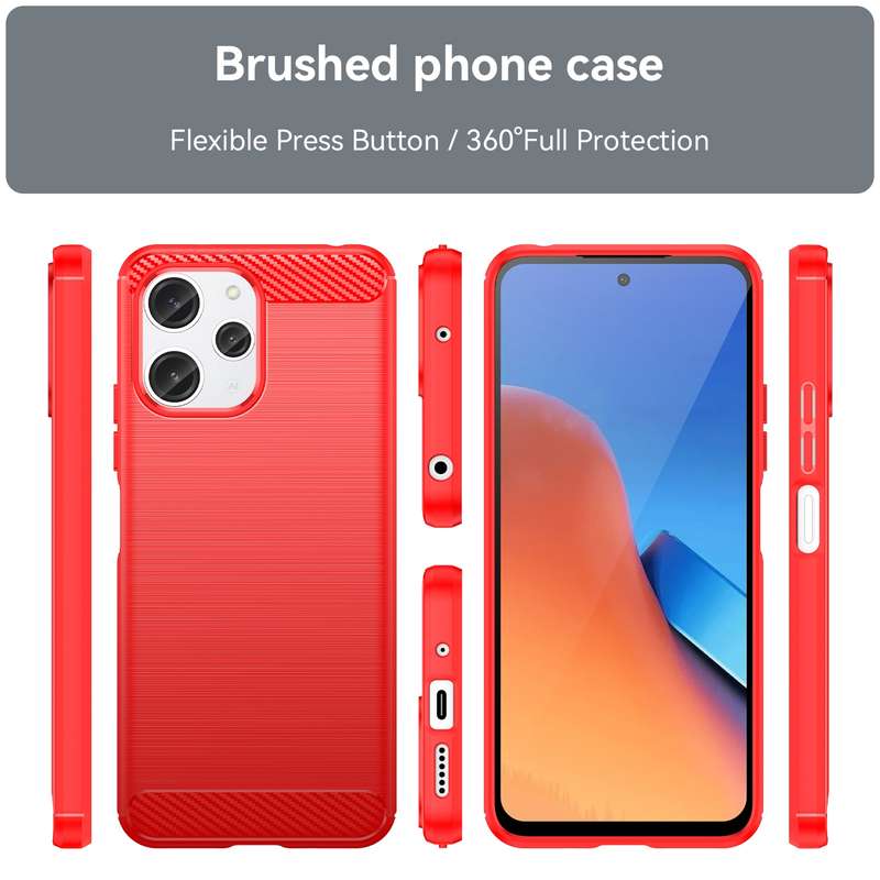 For Xiaomi Redmi 12 Carbon Fiber Brushed Texture TPU Phone Case(Blue)