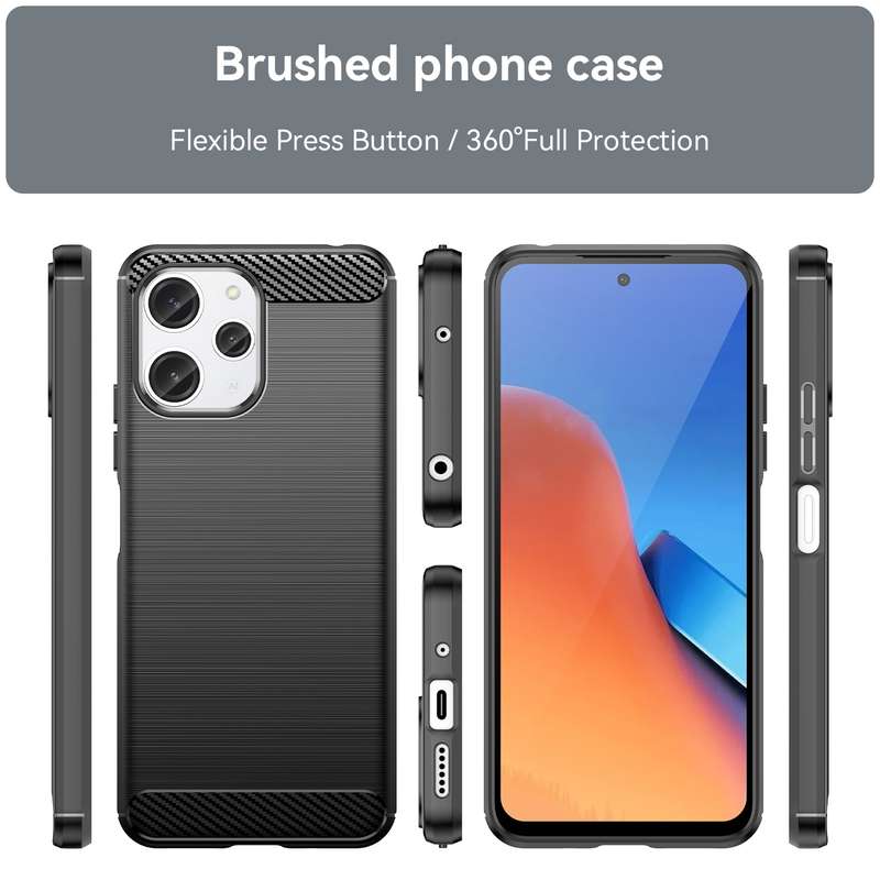 For Xiaomi Redmi 12 Carbon Fiber Brushed Texture TPU Phone Case(Blue)
