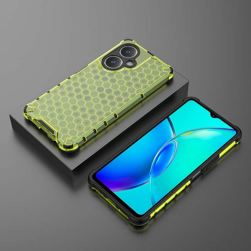 For vivo Y27 4G Global Shockproof Honeycomb PC + TPU Phone Case(Black)