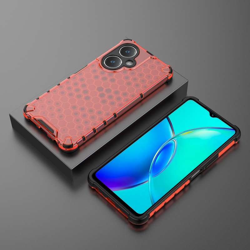 For vivo Y27 4G Global Shockproof Honeycomb PC + TPU Phone Case(Black)