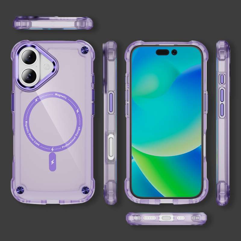 For iPhone 16 Plus Skin Feel TPU + PC MagSafe Magnetic Phone Case(Transparent Purple)