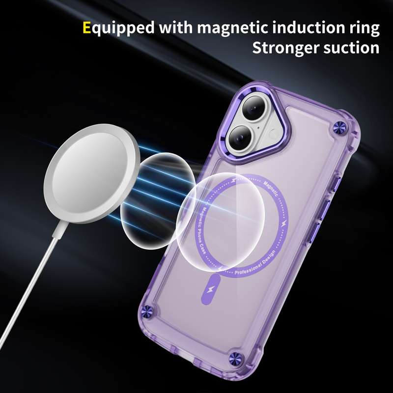 For iPhone 16 Plus Skin Feel TPU + PC MagSafe Magnetic Phone Case(Transparent Purple)