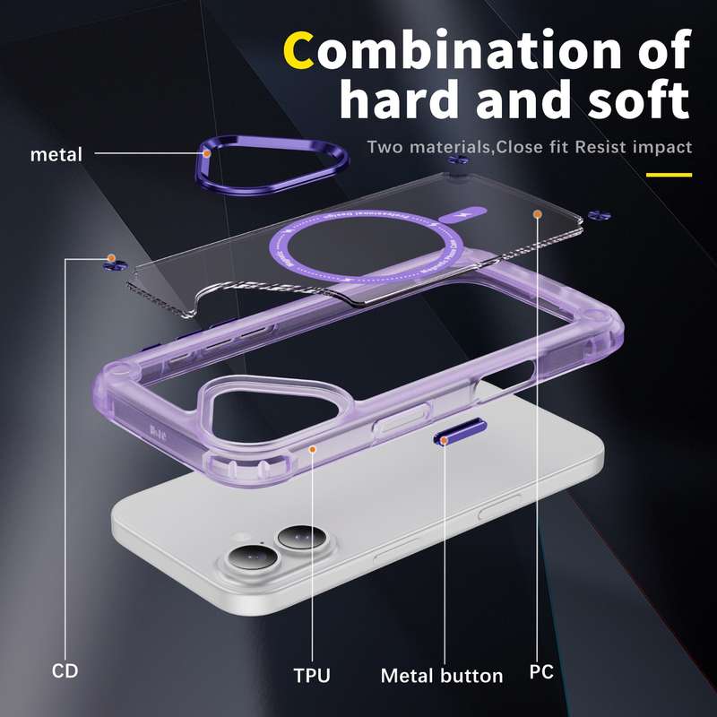 For iPhone 16 Plus Skin Feel TPU + PC MagSafe Magnetic Phone Case(Transparent Purple)