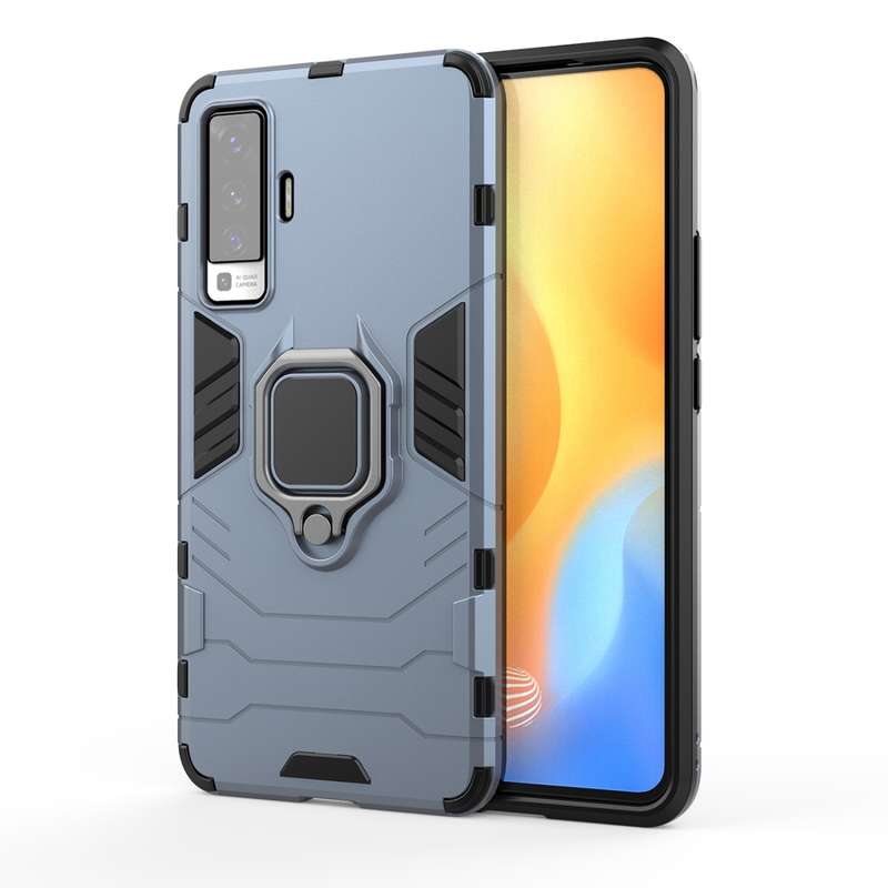 For vivo X50 PC + TPU Anti-fall Protective Case with Ring Holder(Black)