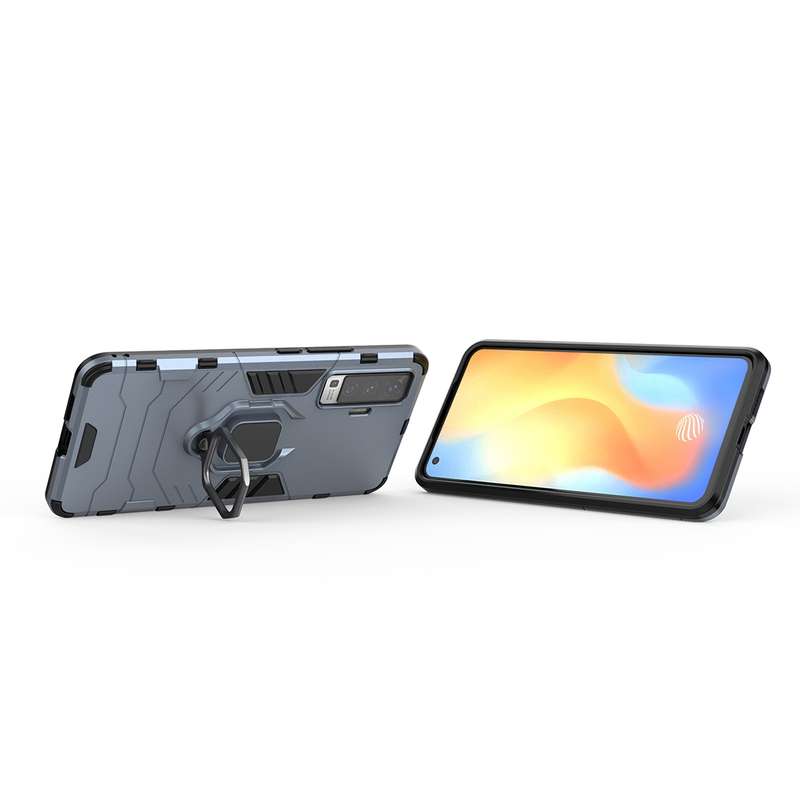 For vivo X50 PC + TPU Anti-fall Protective Case with Ring Holder(Black)