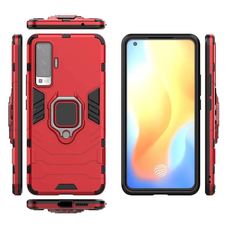 For vivo X50 PC + TPU Anti-fall Protective Case with Ring Holder(Black)