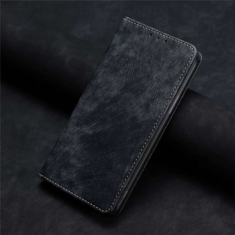 For Realme C65 4G RFID Anti-theft Brush Magnetic Leather Phone Case(Black)