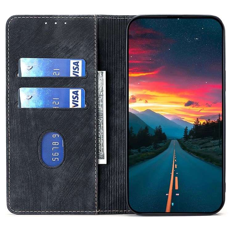 For Realme C65 4G RFID Anti-theft Brush Magnetic Leather Phone Case(Black)