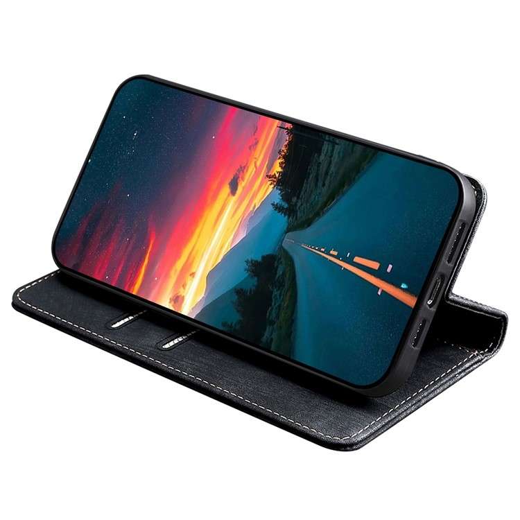 For Realme C65 4G RFID Anti-theft Brush Magnetic Leather Phone Case(Black)