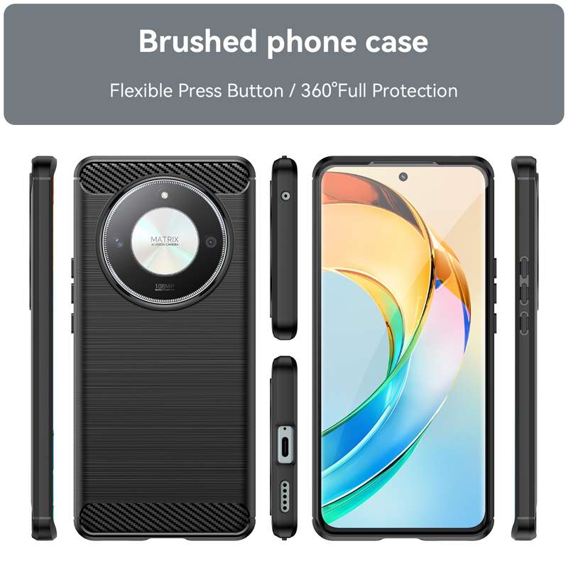 For Honor X9B Brushed Texture Carbon Fiber TPU Phone Case(Red)