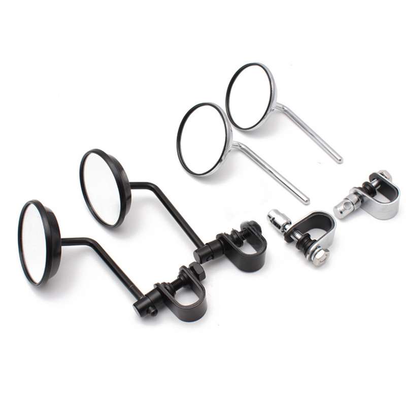 SF-127 Motorcycle Small Round Rearview Mirror Reversing Mirror(Silver Plating)