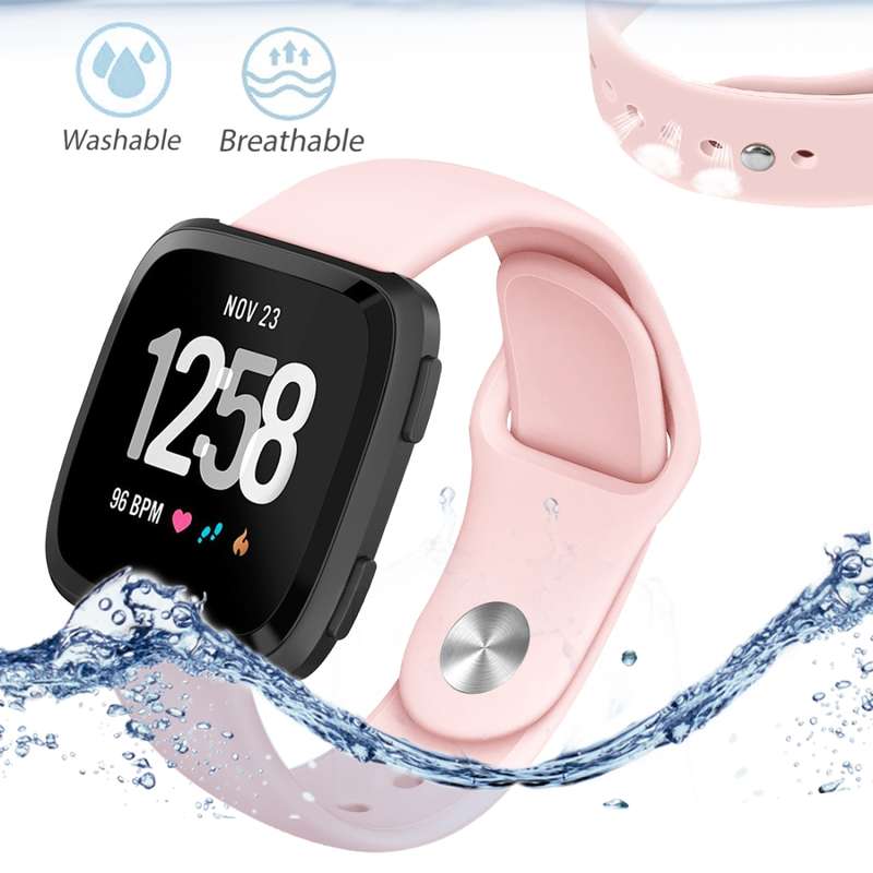 For Fitbit Versa 2 / Fitbit Versa / Fitbit Versa Lite Solid Color Silicone Watch Band, Size:L(Navy)