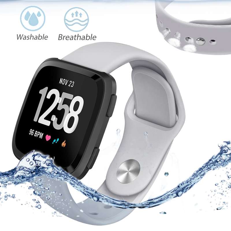 For Fitbit Versa 2 / Fitbit Versa / Fitbit Versa Lite Solid Color Silicone Watch Band, Size:L(Navy)