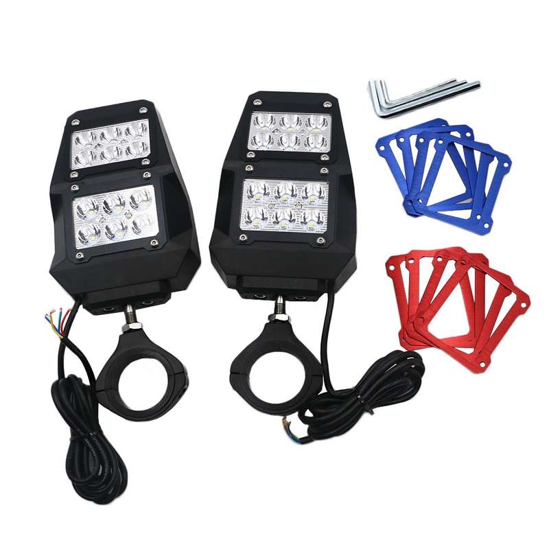 For 1.75 - 2 inch UTV-26 UTV / ATV Three Color Rear Frame Reflective Mirror with LED Lights