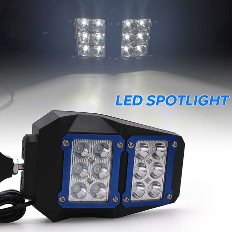 For 1.75 - 2 inch UTV-26 UTV / ATV Three Color Rear Frame Reflective Mirror with LED Lights