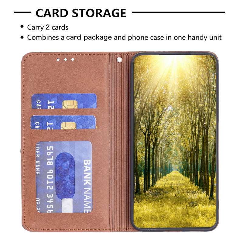 For iPhone 16 Pro Rhombus Texture Magnetic Leather Phone Case(Brown)