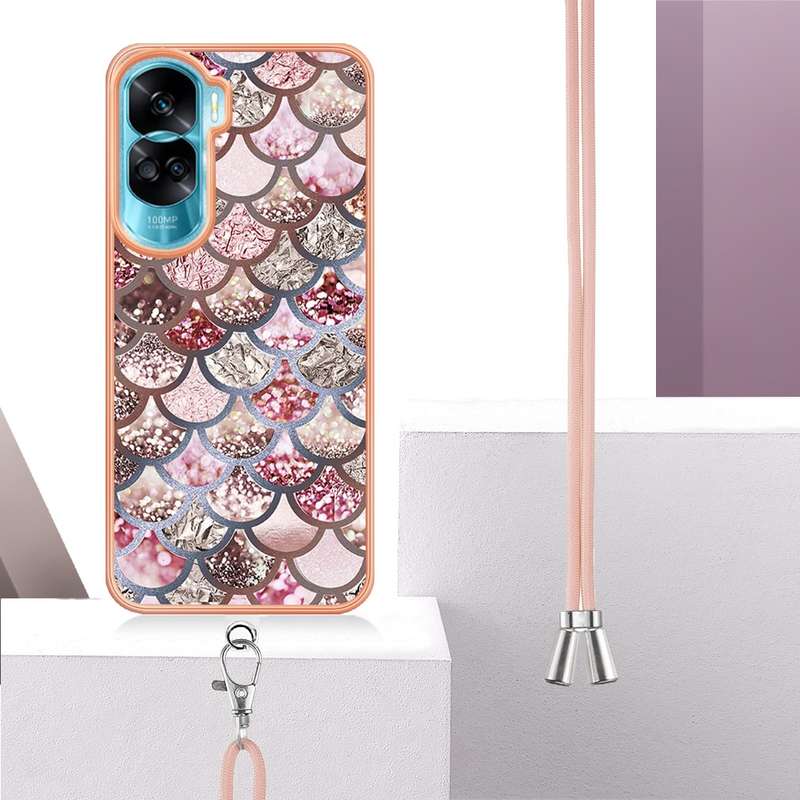 For Honor 90 Lite 5G Electroplating IMD TPU Phone Case with Lanyard(Dream Butterfly)