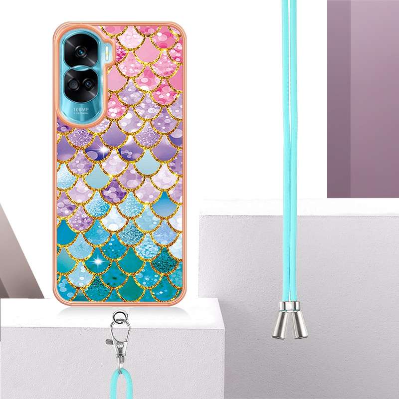 For Honor 90 Lite 5G Electroplating IMD TPU Phone Case with Lanyard(Dream Butterfly)