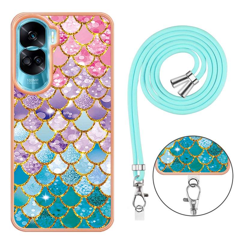 For Honor 90 Lite 5G Electroplating IMD TPU Phone Case with Lanyard(Dream Butterfly)