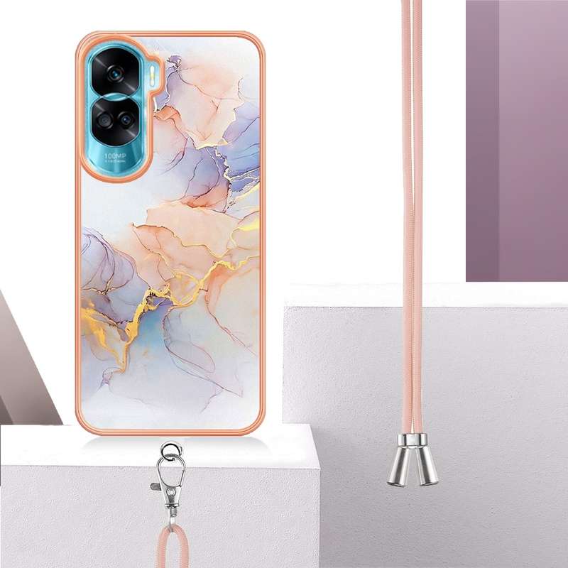 For Honor 90 Lite 5G Electroplating IMD TPU Phone Case with Lanyard(Dream Butterfly)