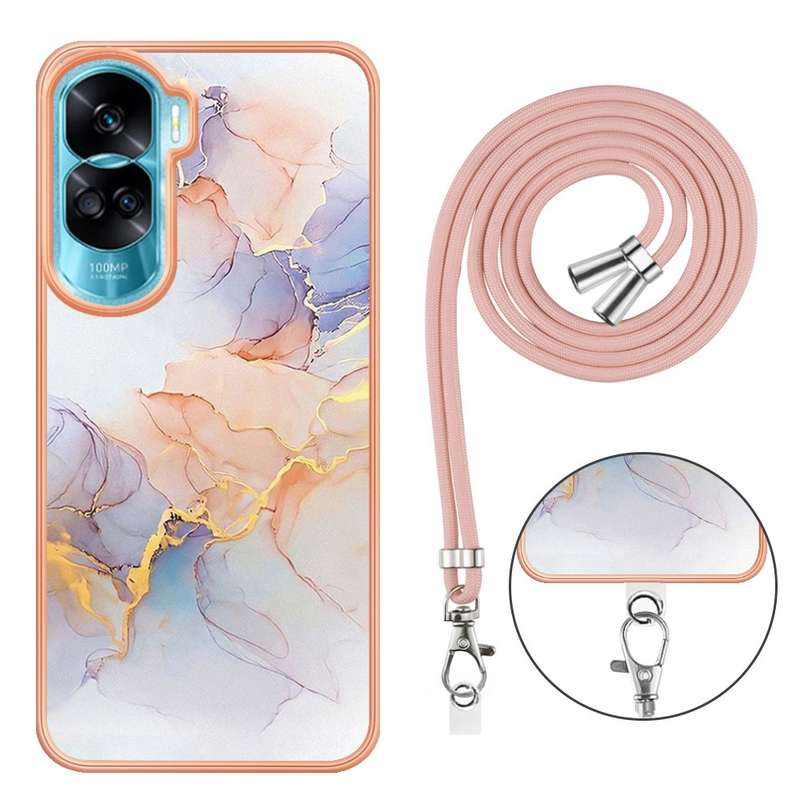 For Honor 90 Lite 5G Electroplating IMD TPU Phone Case with Lanyard(Dream Butterfly)