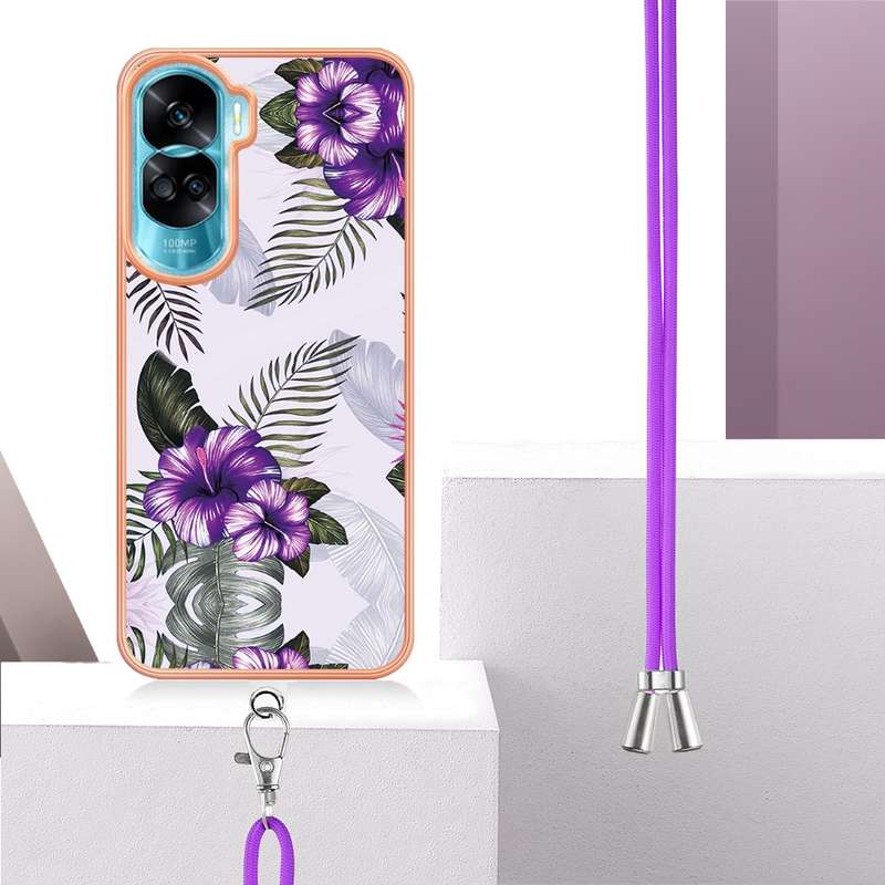 For Honor 90 Lite 5G Electroplating IMD TPU Phone Case with Lanyard(Dream Butterfly)