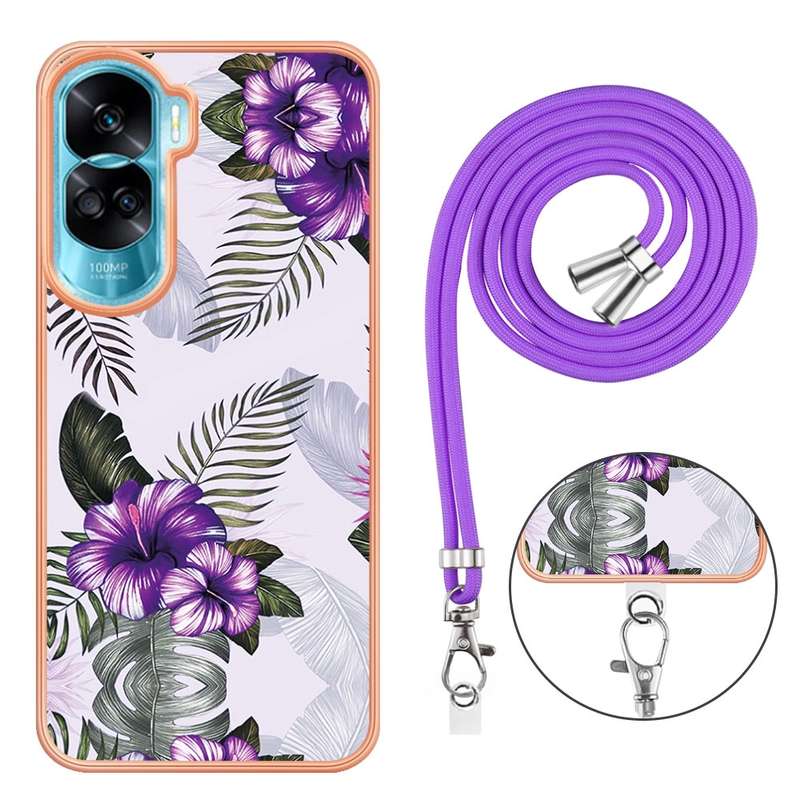 For Honor 90 Lite 5G Electroplating IMD TPU Phone Case with Lanyard(Dream Butterfly)