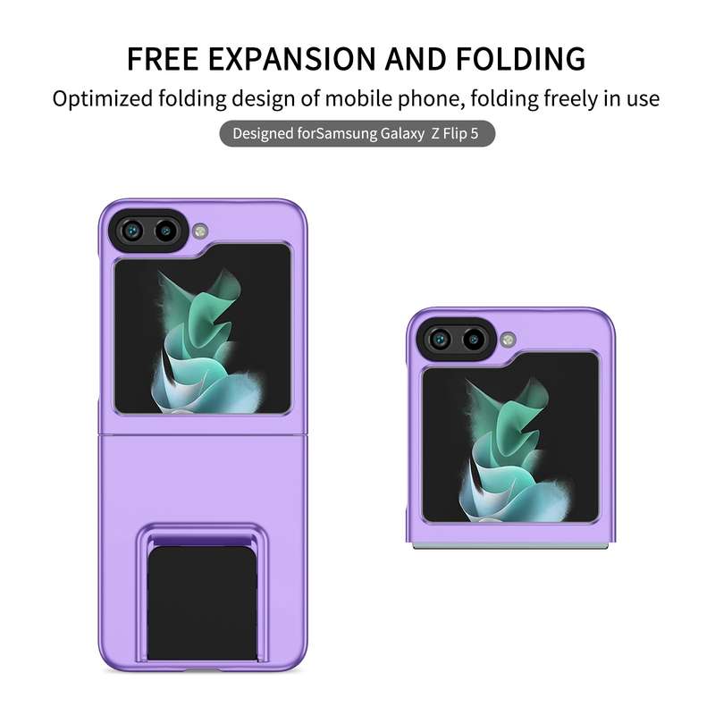 For Samsung Galaxy Z Flip6 5G Three-dimensional Folding Holder PC Phone Case(Purple)