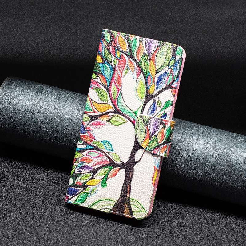 For iPhone 16 Colored Drawing Pattern Leather Phone Case(Tree Life)