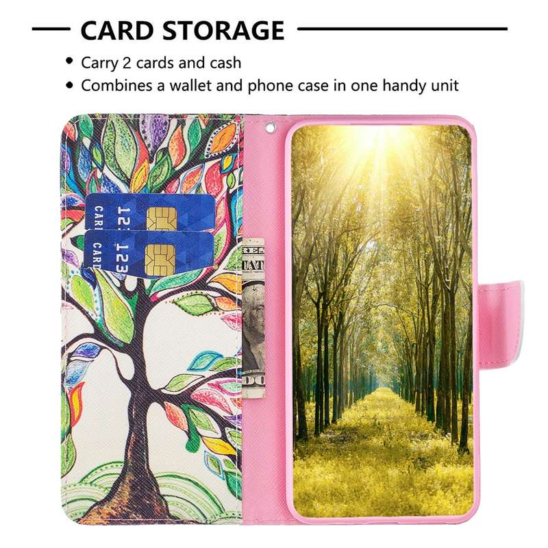 For iPhone 16 Colored Drawing Pattern Leather Phone Case(Tree Life)