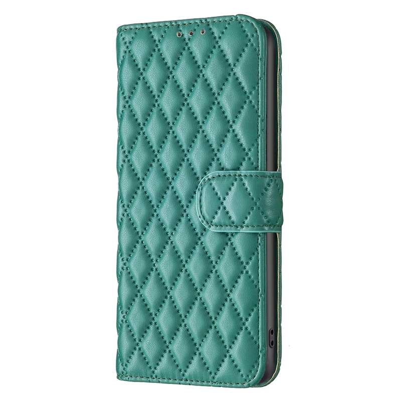 For iPhone 16 Diamond Lattice Wallet Flip Leather Phone Case(Green)