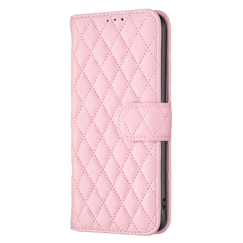 For iPhone 16 Diamond Lattice Wallet Flip Leather Phone Case(Pink)