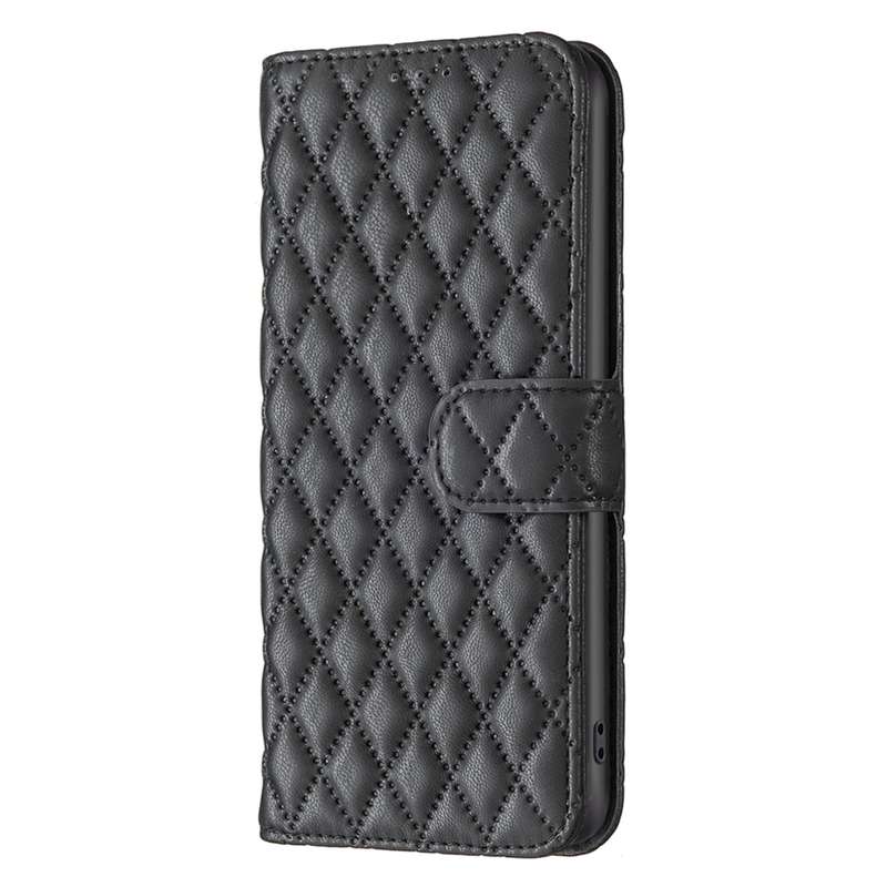 For iPhone 16 Plus Diamond Lattice Wallet Flip Leather Phone Case(Black)