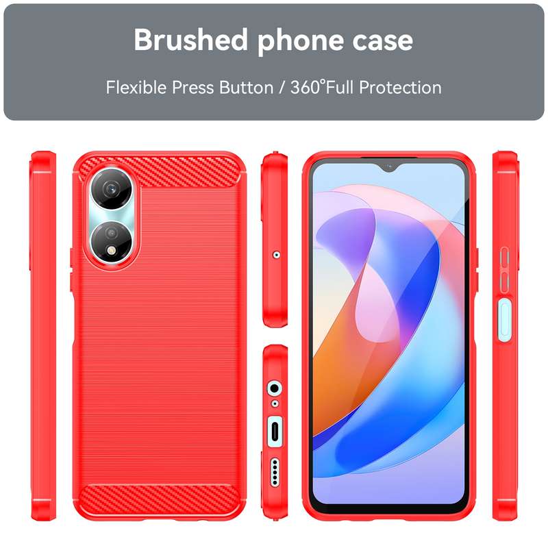 For Honor X5 Plus Brushed Texture Carbon Fiber TPU Phone Case(Red)