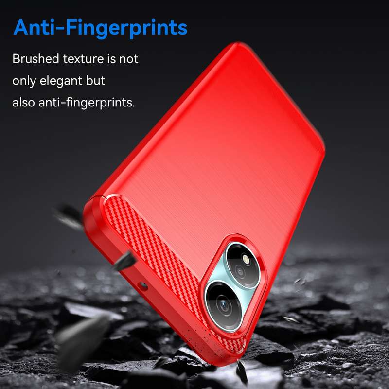 For Honor X5 Plus Brushed Texture Carbon Fiber TPU Phone Case(Red)