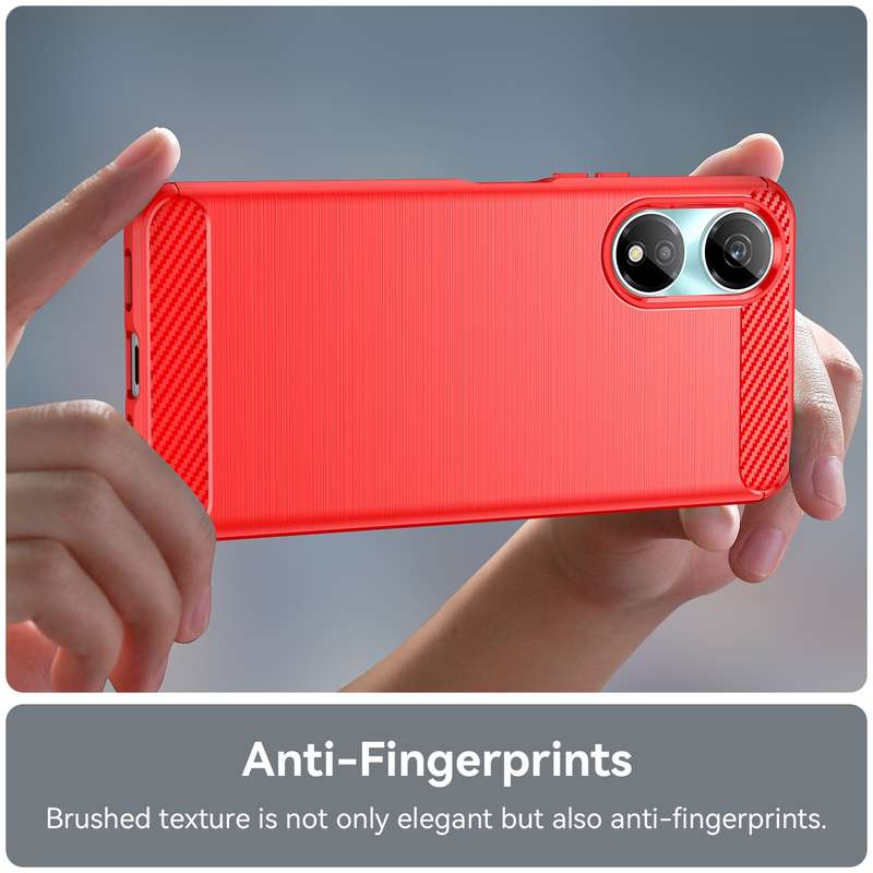 For Honor X5 Plus Brushed Texture Carbon Fiber TPU Phone Case(Red)