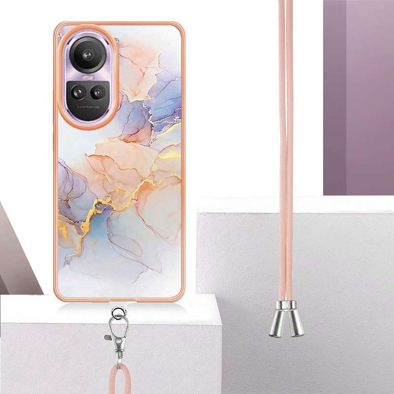 For OPPO Reno10 Pro 5G Global Electroplating IMD TPU Phone Case with Lanyard(Colorful Scales)