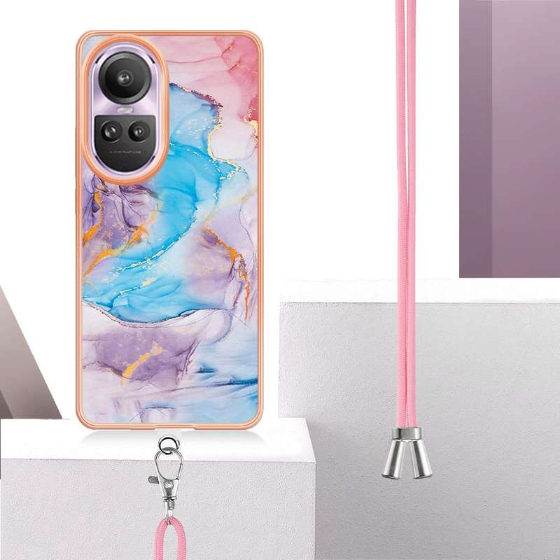 For OPPO Reno10 Pro 5G Global Electroplating IMD TPU Phone Case with Lanyard(Colorful Scales)