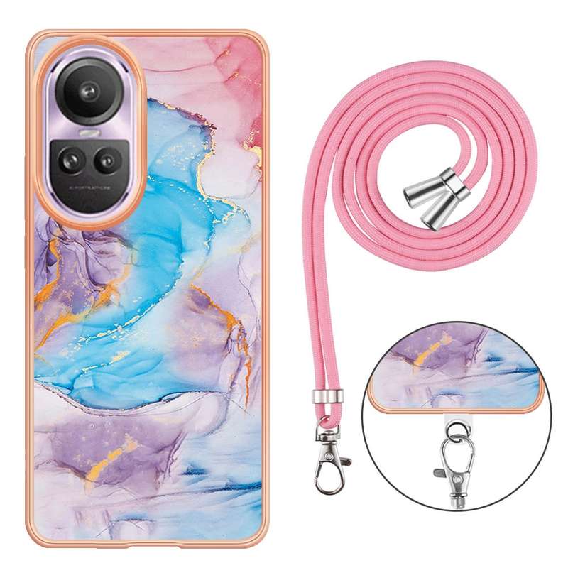 For OPPO Reno10 Pro 5G Global Electroplating IMD TPU Phone Case with Lanyard(Colorful Scales)
