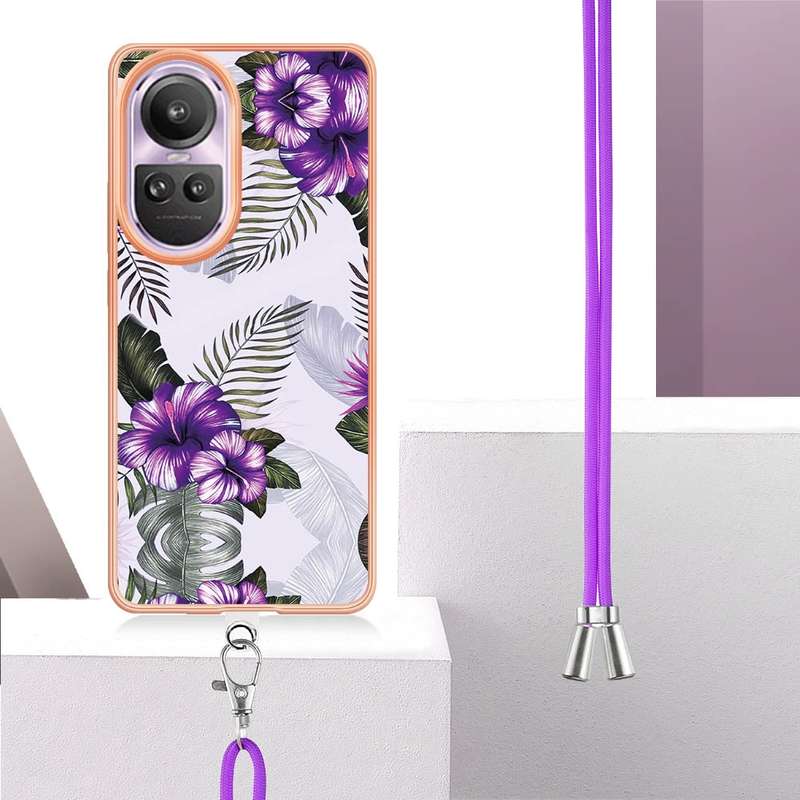 For OPPO Reno10 Pro 5G Global Electroplating IMD TPU Phone Case with Lanyard(Colorful Scales)