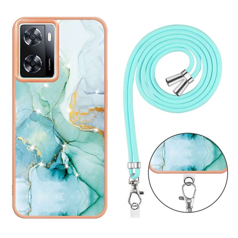 For OPPO A57 4G/A77 5G Taiwan/K10 5G Global Electroplating Marble Dual-side IMD Phone Case with Lany